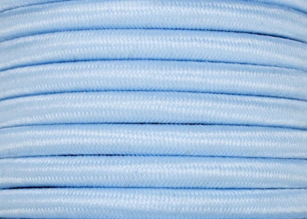 100 METRES of 3 CORE ROUND OVERBRAID BABY BLUE ELECTRIC FLEX 0.50MM 