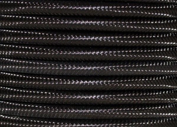 Black 3 Core Electric Cable Round Fabric Over Braid 0.5mm Inner Core