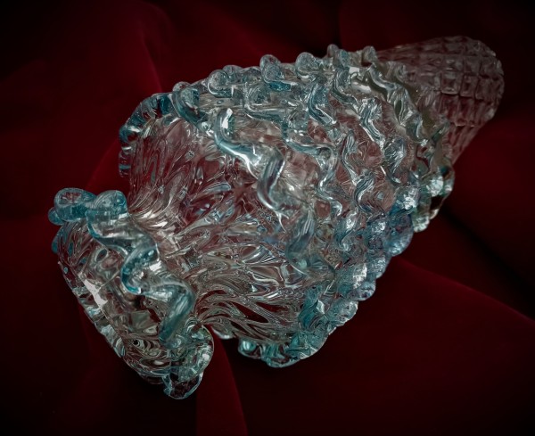 Vintage Murano Chandelier Stem Glass Blue and Clear