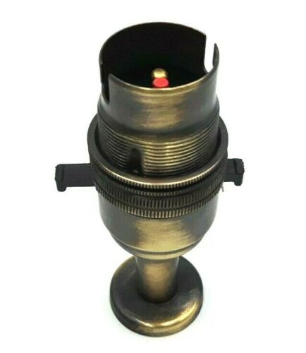 Switched pedestal lamp holder B22 Brushed antique Finish 