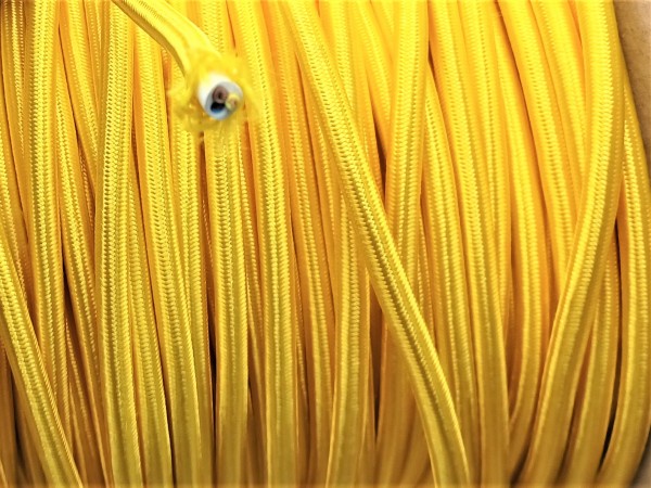Yellow Silk Braided 3 Core Round Lighting Cable 0.50mm Inner Core