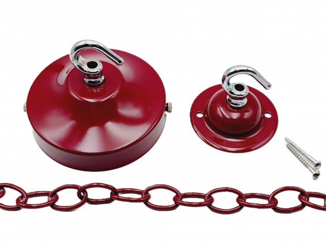 Burgundy and chrome ceiling rose hook large or small with optional chain 