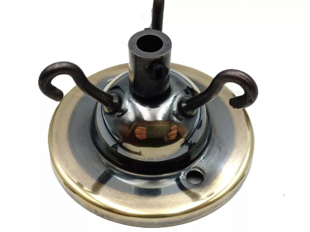 3 Hook Ceiling Pendant Set Brushed Antique Complete With Chain Cable And Lamp Holder