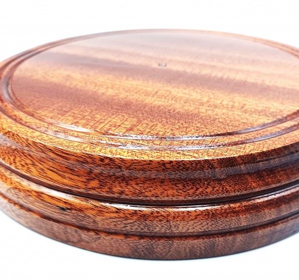 Large hardwood Ceiling pattress manufactured from Sapele varnished