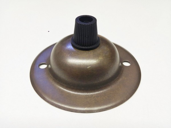 Ceiling plate rose with plastic cordgrip with earth tag old brass