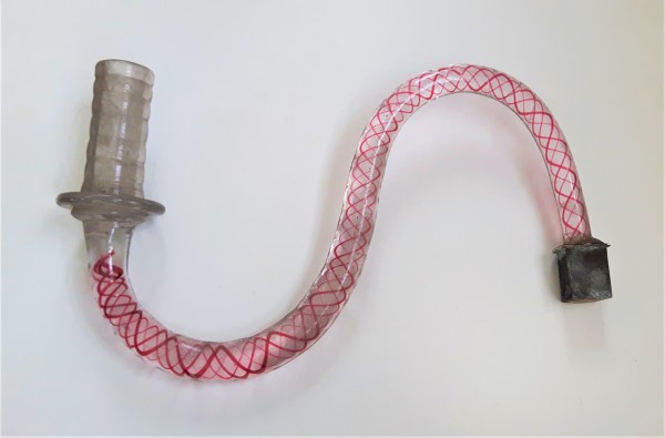 Victorian Chandelier arm with red cotton twist 