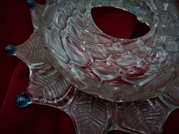 Venetian chandelier Blue and clear glass pan