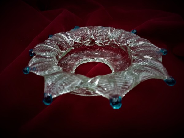 Venetian chandelier Blue and clear glass pan