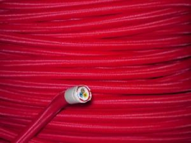 Red Round Overbraid Electric Cable 0.50mm Inner Core 3 Amp