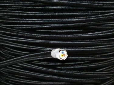 Black 3 Core Electric Cable Round Fabric Over Braid 0.5mm Inner Core