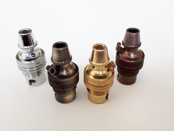 3 PART B15  SBC LAMP HOLDER WITH MATCHING METAL CORD GRIP