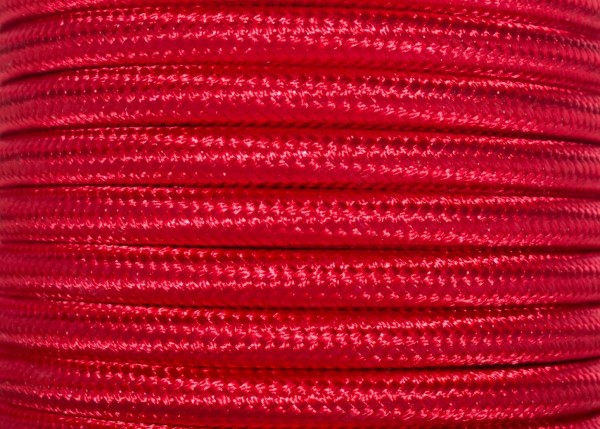 Red Round Overbraid Electric Cable 0.50mm Inner Core 3 Amp