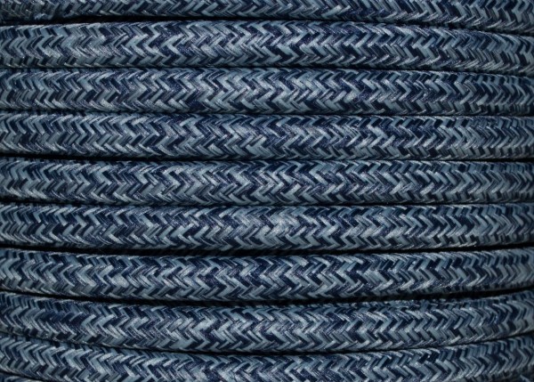 100 METRES of 3 CORE ROUND OVERBRAID DENIM ELECTRIC FLEX 0.50MM 