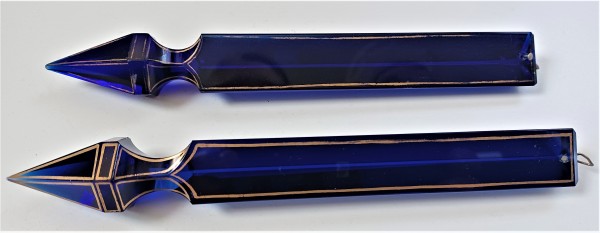 Antique Chandelier Pendant F C Osler  Blue With Gold Gild