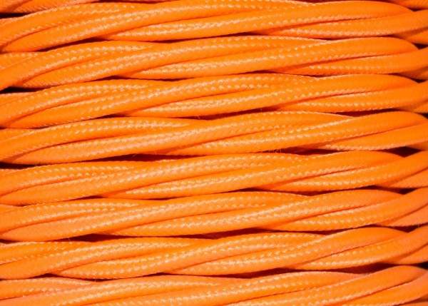 Braided 3 core silk flex lighting cable orange 0.75mm