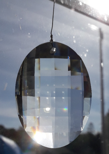 Crystal Sun Catcher Crystal Oval On Silver Wire Feng Shui