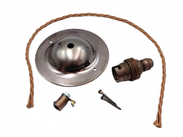 Large Ceiling Rose Dome Pendant Set With B22 Lamp Holder Antique Brass Finish 