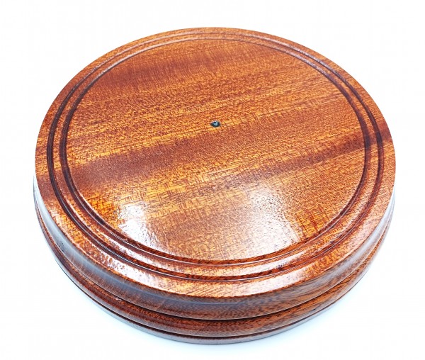 Large hardwood Ceiling pattress manufactured from Sapele varnished