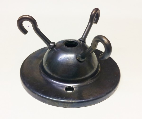 Chandelier 3 hook ceiling plate in dark antique bronze