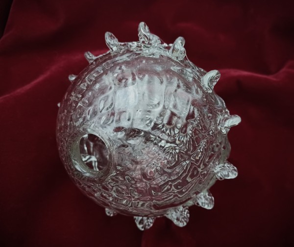 Murano Chandelier Centre Stem Ball antique Clear Glass