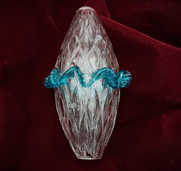 Murano Chandelier Stem Glass Turquoise and Clear Antique