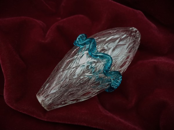 Murano Chandelier Stem Glass Turquoise and Clear Antique