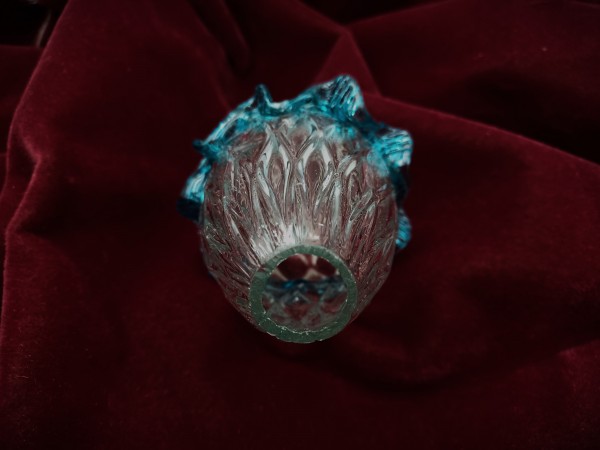 Murano Chandelier Stem Glass Turquoise and Clear Antique