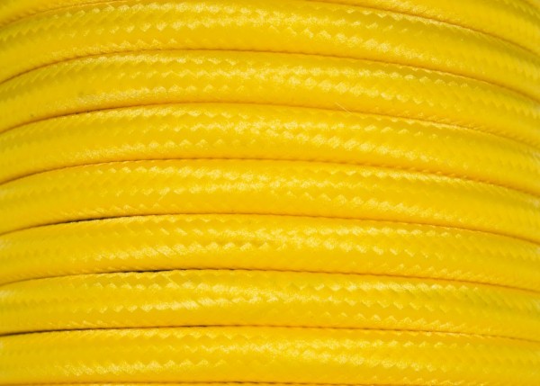 Yellow Silk Braided 3 Core Round Lighting Cable 0.50mm Inner Core