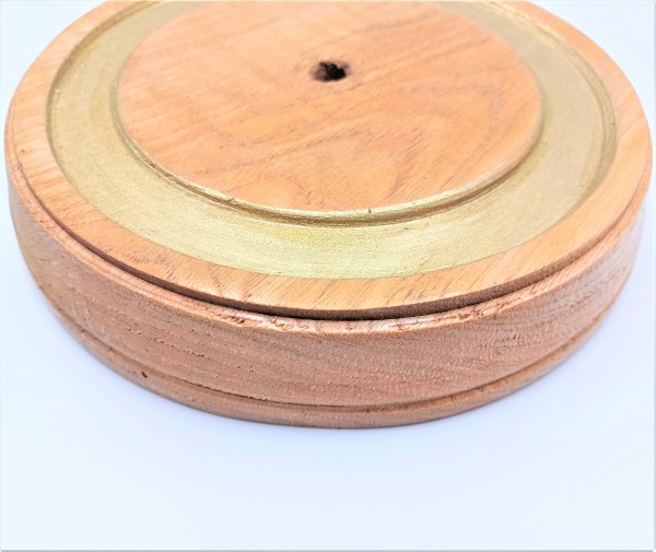 Round pattress European oak with brush gold inlay 215mm width