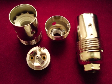 E14 bulb lamp holder 3 part plain skirt silver finish