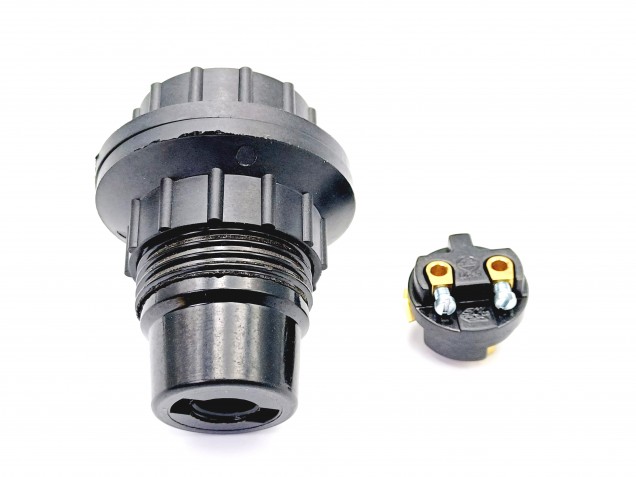 E14 lamp holder 3 part threaded skirt plus 2 chunky shade rings black 