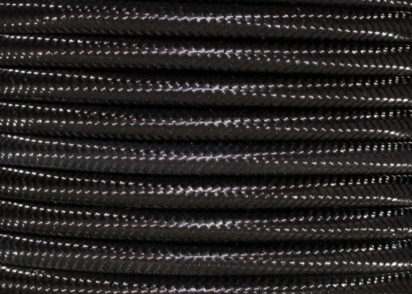 3 Core Round Black PVC Overbraid  Electric Cable 0.50mm Pack of SHORT LENGTHS