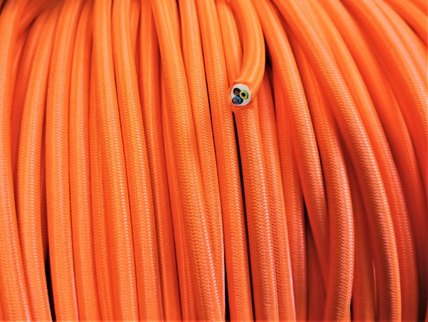 Orange Round Overbraid 3 core Electric Cable 0.50mm