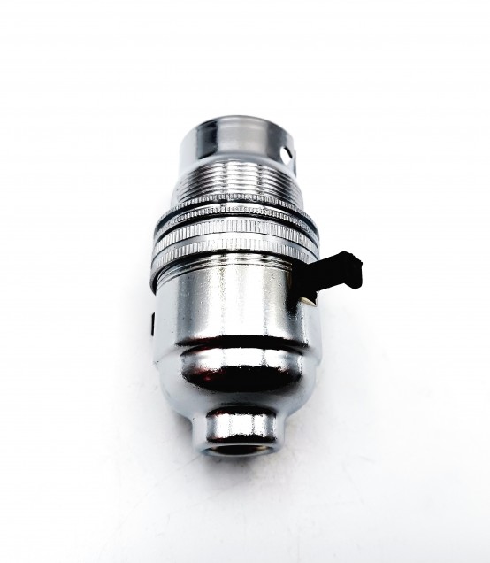 Switched lamp holder BC B22 chrome plated finish 10MM