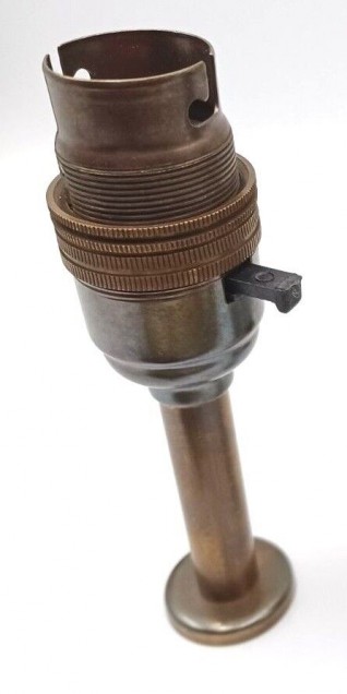 Switched Pedestal Lamp Holder B22 Antique Brass Finish 4 Height Options