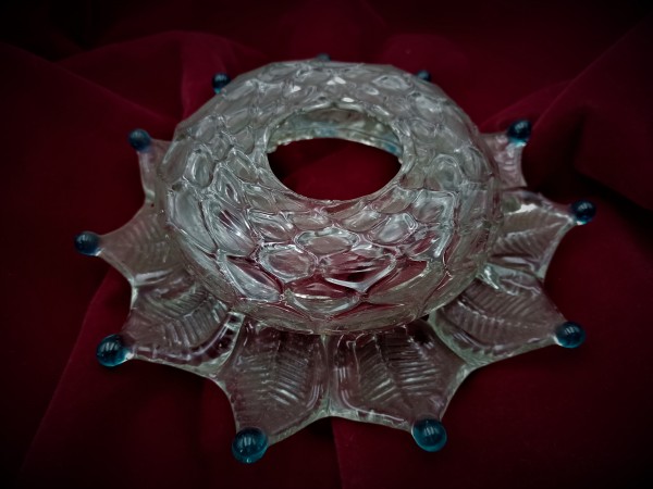 Venetian chandelier Blue and clear glass pan