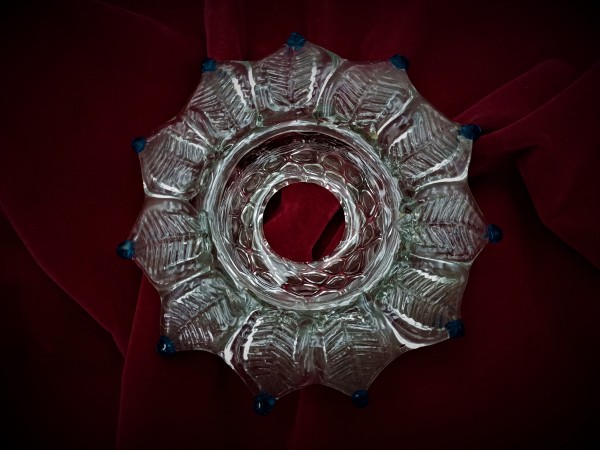 Venetian chandelier Blue and clear glass pan