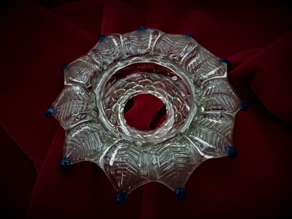 Venetian chandelier Blue and clear glass pan