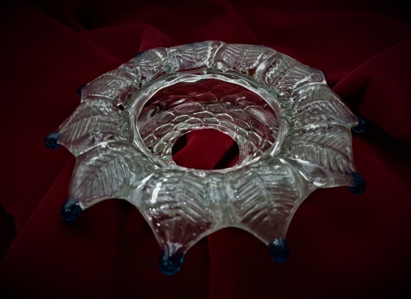 Venetian chandelier Blue and clear glass pan