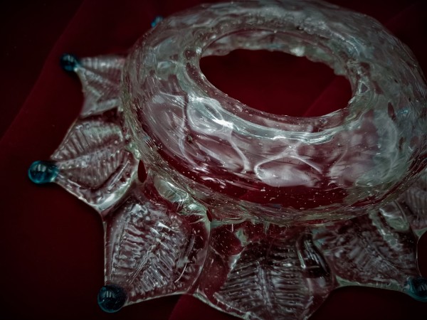 Venetian chandelier Blue and clear glass pan