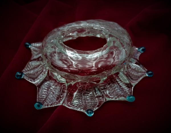 Venetian chandelier Blue and clear glass pan