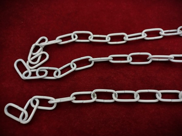 White triple ceiling hook plate with 3 chains and cord grip