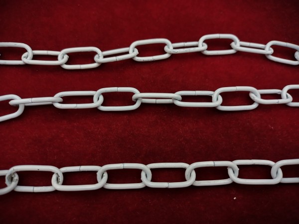 White triple ceiling hook plate with 3 chains and cord grip