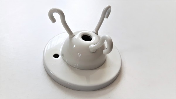 White triple lighting hook ceiling plate