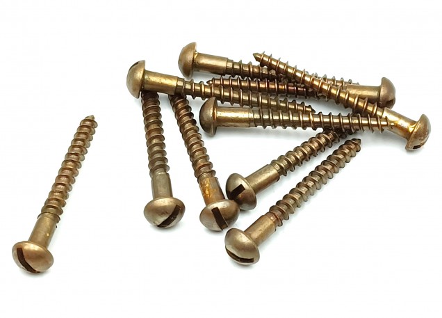 Wood screws antique brass solid brass dome flat head