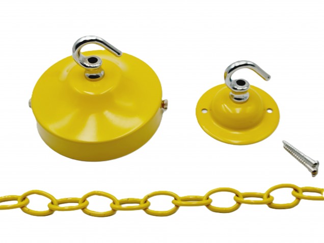 Yellow and chrome ceiling rose hook large or small with optional chain
