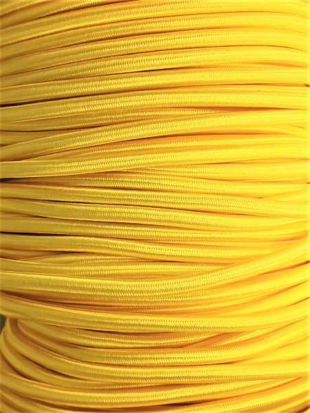Yellow Silk Braided 3 Core Round Lighting Cable 0.50mm Inner Core