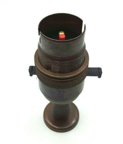 Switched Pedestal Lamp Holder B22 Antique Brass Finish 4 Height Options