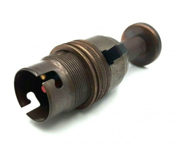 Switched Pedestal Lamp Holder B22 Antique Brass Finish 4 Height Options