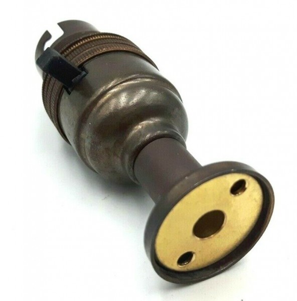 Switched Pedestal Lamp Holder B22 Antique Brass Finish 4 Height Options